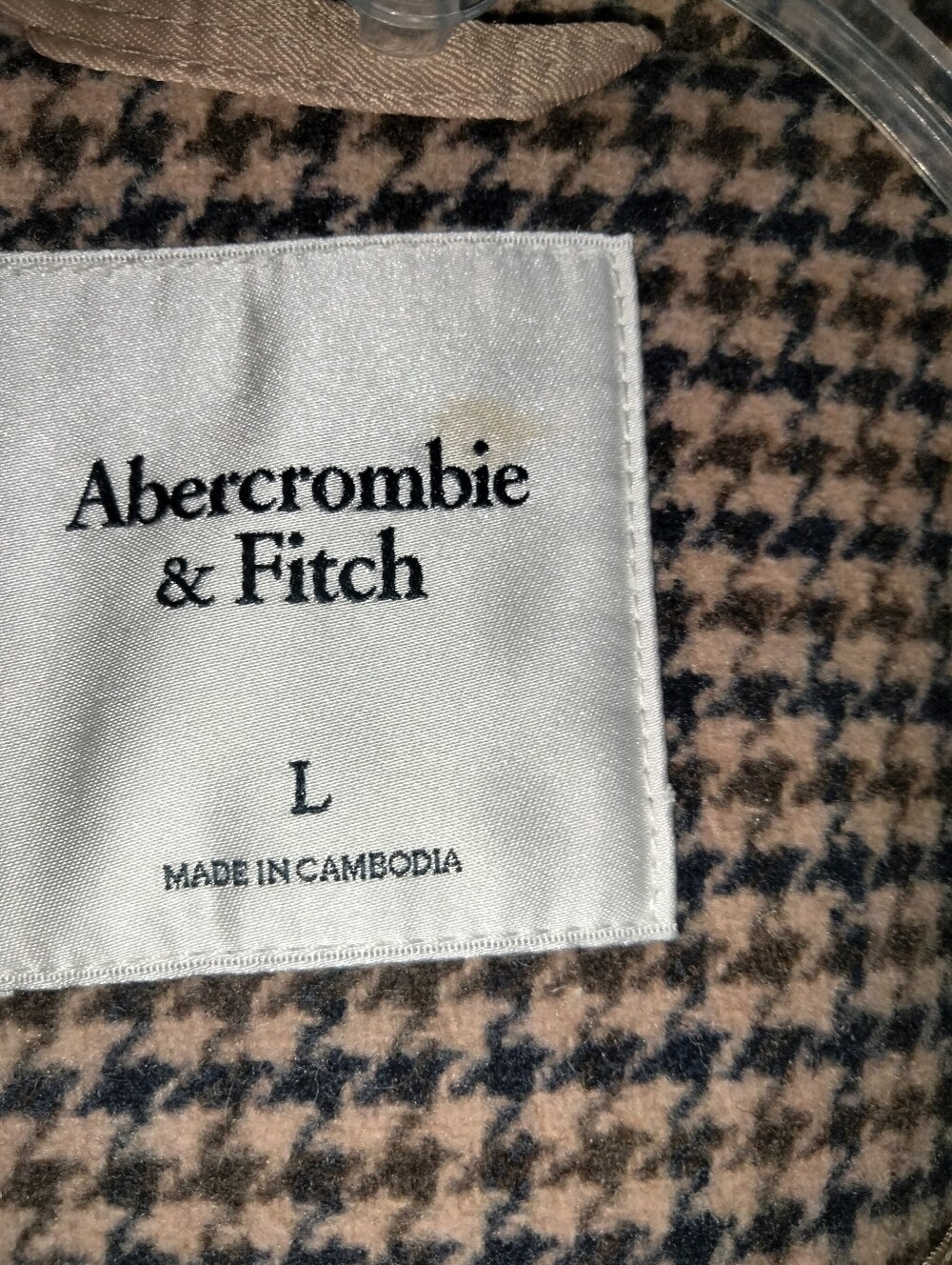 Abercrombie & Fitch (Size L) Wool Blend Houndstooth Blazer Jacket - Brown/Black - Picture 2 of 16